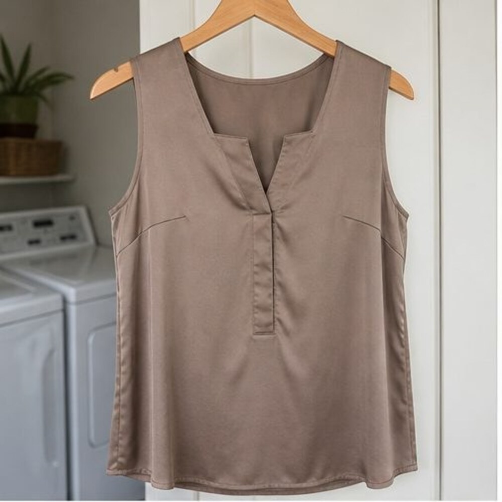 Taupe V Neck Top